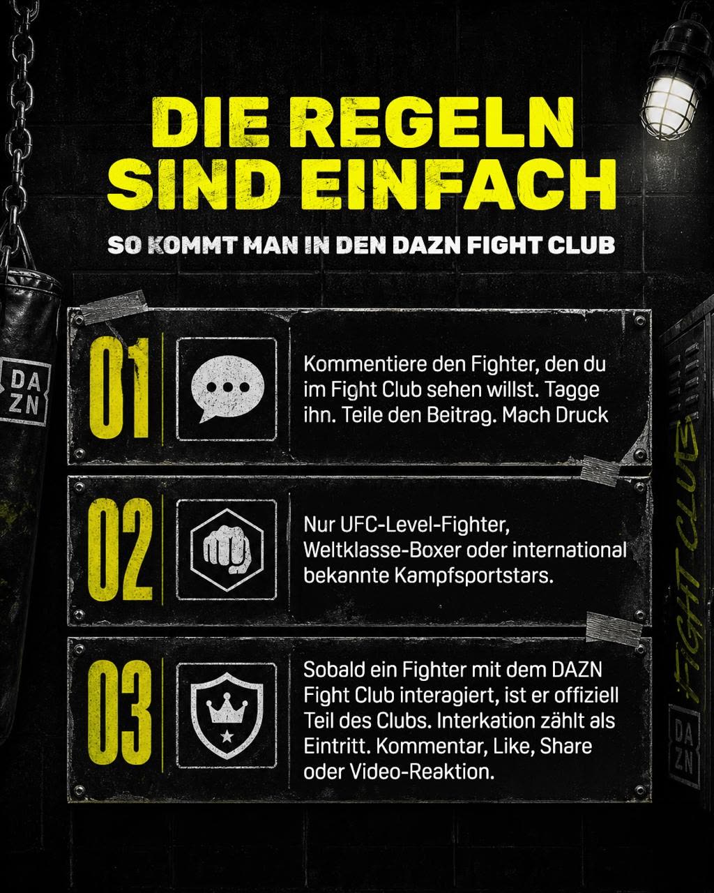 Die Regeln für die Aufnahme in den DAZN Fight Club.