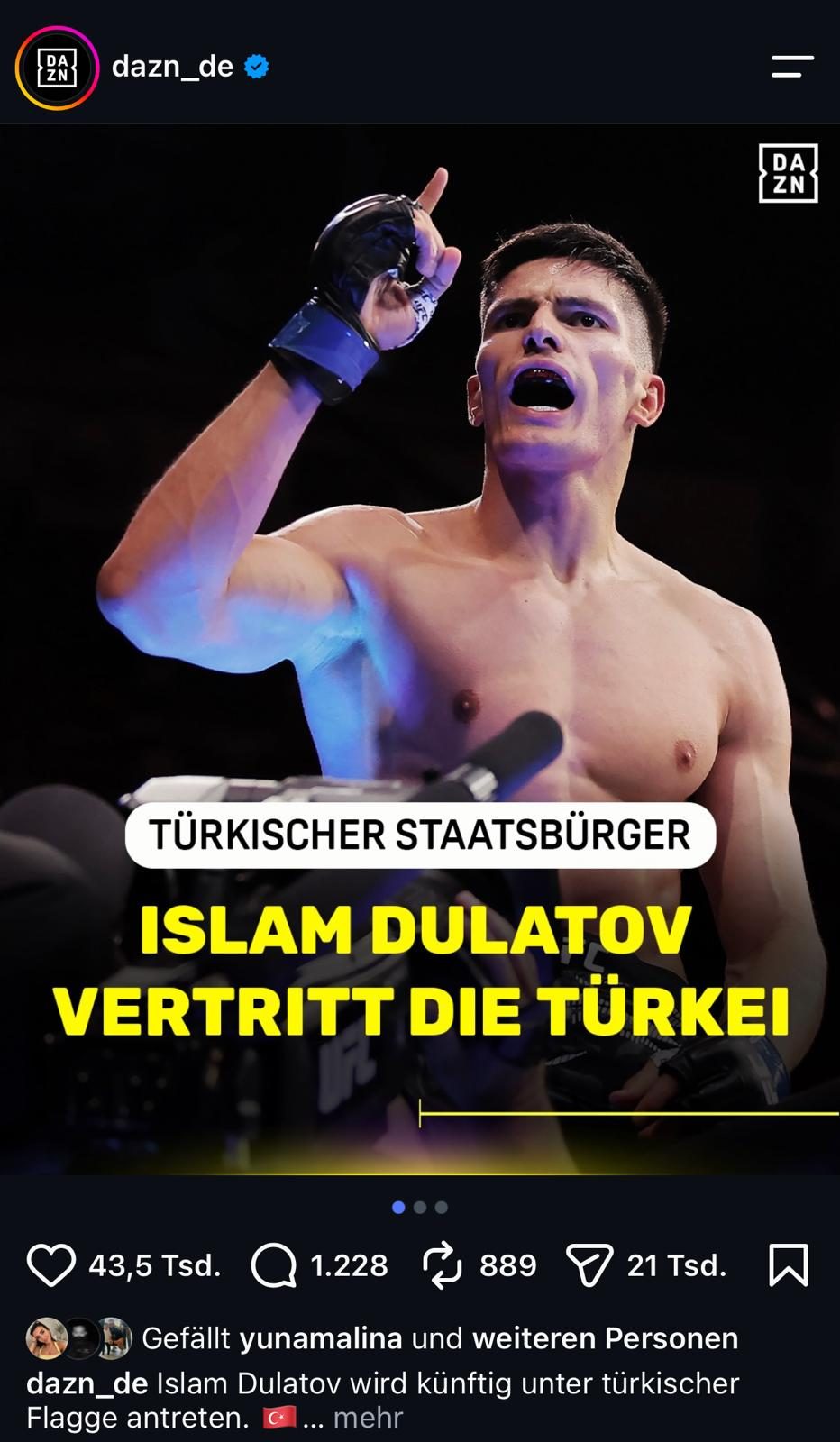 Social-First-Content rund um Islam Dulatov.