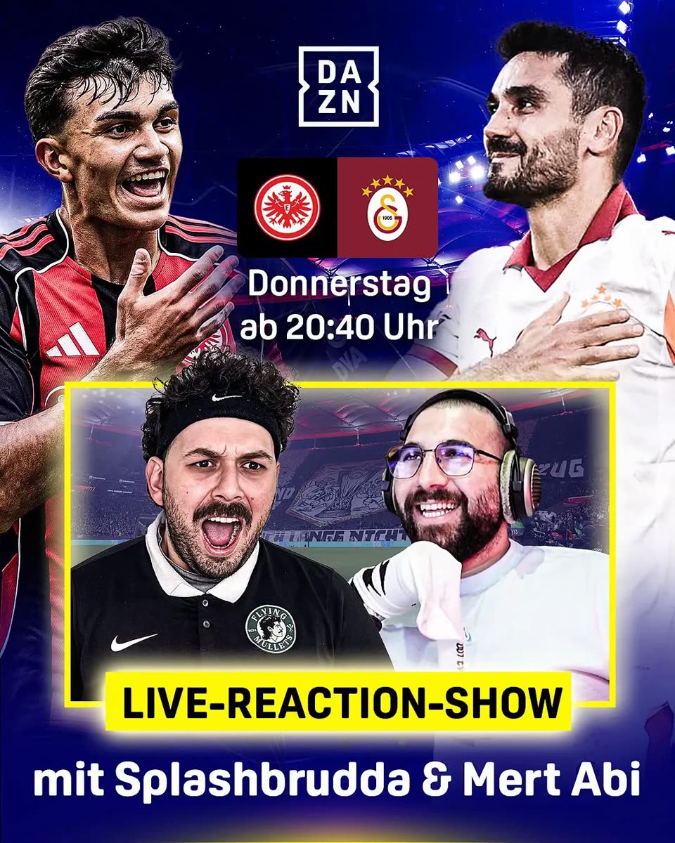 Ankündigung einer DAZN Live Reaction Show.